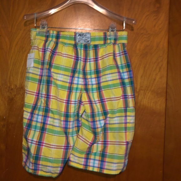 ralph lauren yellow plaid swim trunks L 14/16 boys - Picture 2 of 4